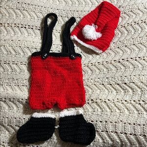 Hand-Crochet Santa Outfit Newborn Size Christmas Costume Gift Party Photo Op